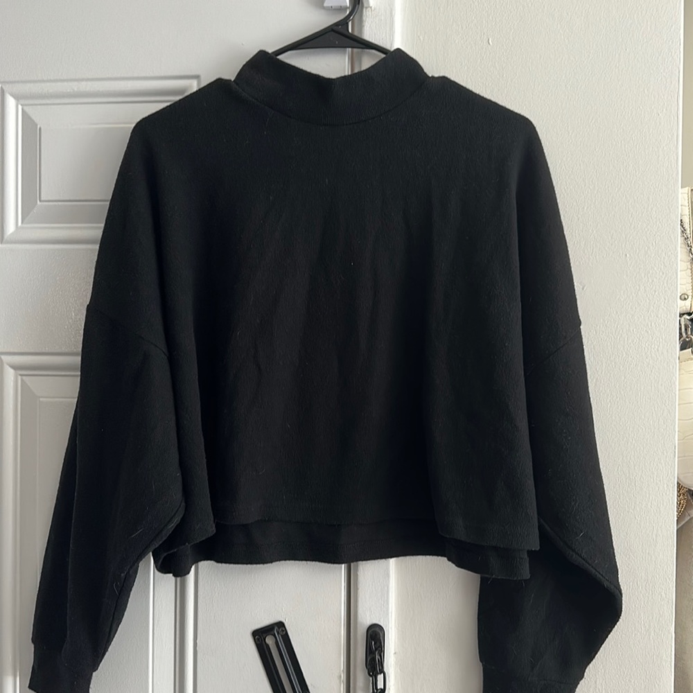 High neck crop sweater